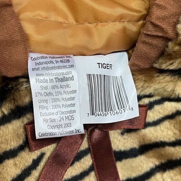 VTG Halloween Costume Baby Tiger Cub 24 Months Plush Hooded Warm Soft Faux Fur - Picture 8 of 12